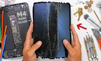 تست مقاومت شیشه نانوبافت آیپد پرو